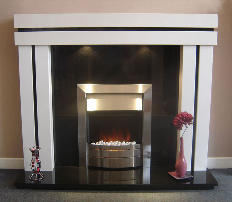Marble fireplace surround black n white