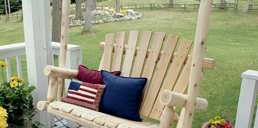 Wooden outdoor swing decor