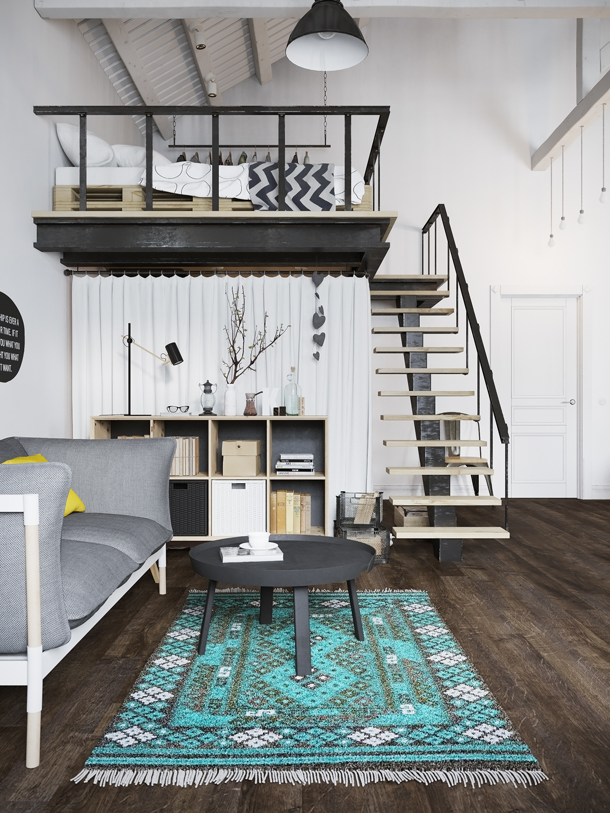 3 Loft Decorating Ideas for a Unique Home Decor - 01 Simplistic Lofted Bed